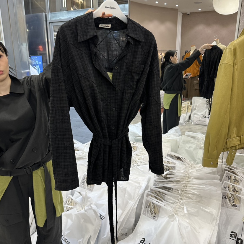 FOUNDATION東大門代購女士新品真品人氣熱賣襯衫蕾絲衫格子FOUNDATION襯衫/蕾絲衫圖色2