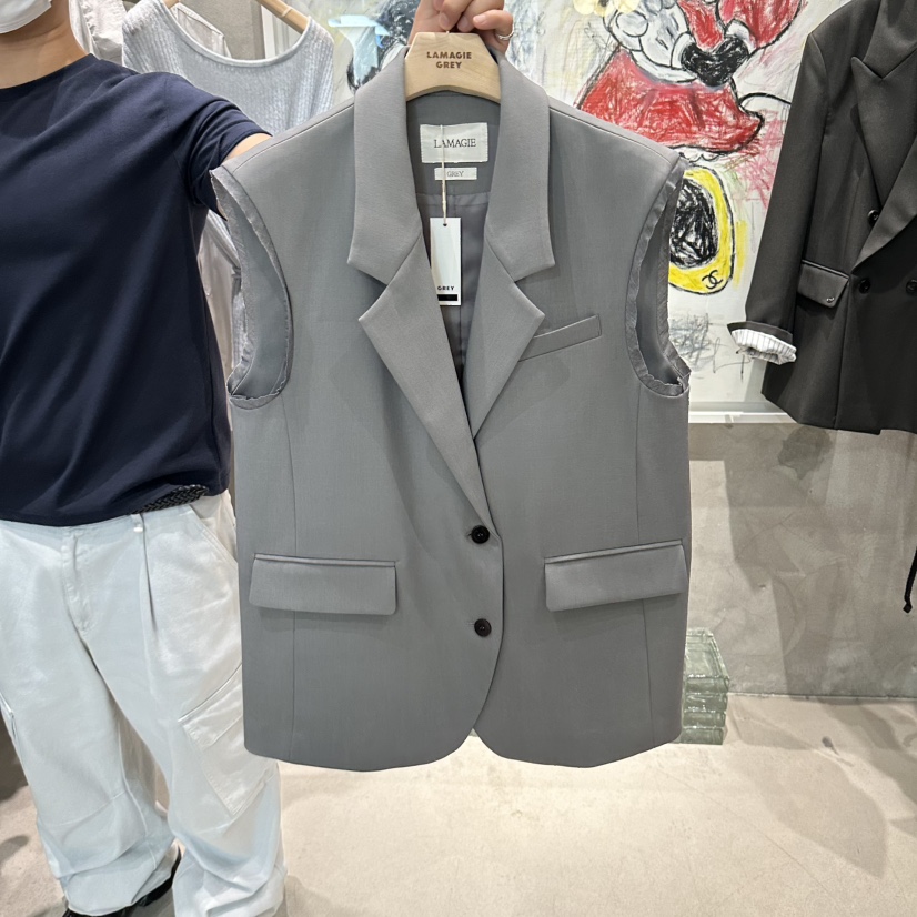 LAMAGIEPIE/LAMAGIE GREY韓國代購女士新款真品馬甲撞色LAMAGIEPIE/LAMAGIE GREY馬甲圖色1