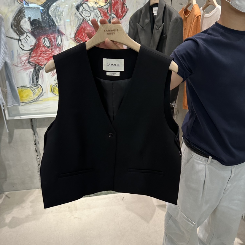 LAMAGIEPIE/LAMAGIE GREY東大門實拍女裝新款休閑人氣馬甲LAMAGIEPIE/LAMAGIE GREY馬甲圖色3黑色