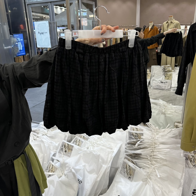 FOUNDATION東大門代購女裝新品熱賣人氣推薦時尚短裙格紋FOUNDATION短裙