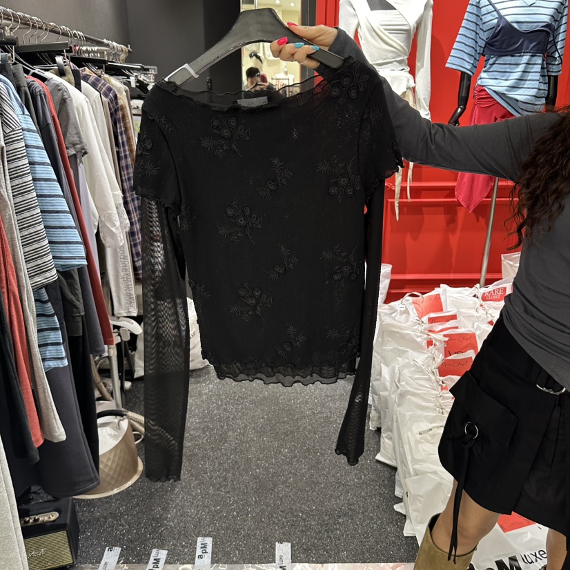 RARE CLOSET韓國直郵女裝新品真品熱賣人氣推薦長袖T恤蕾絲RARE CLOSET長袖T恤
