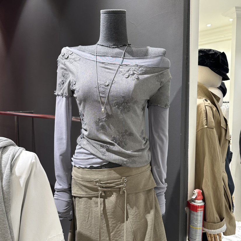 RARE CLOSET韓國直郵女裝新品真品熱賣人氣推薦長袖T恤蕾絲RARE CLOSET長袖T恤圖色1