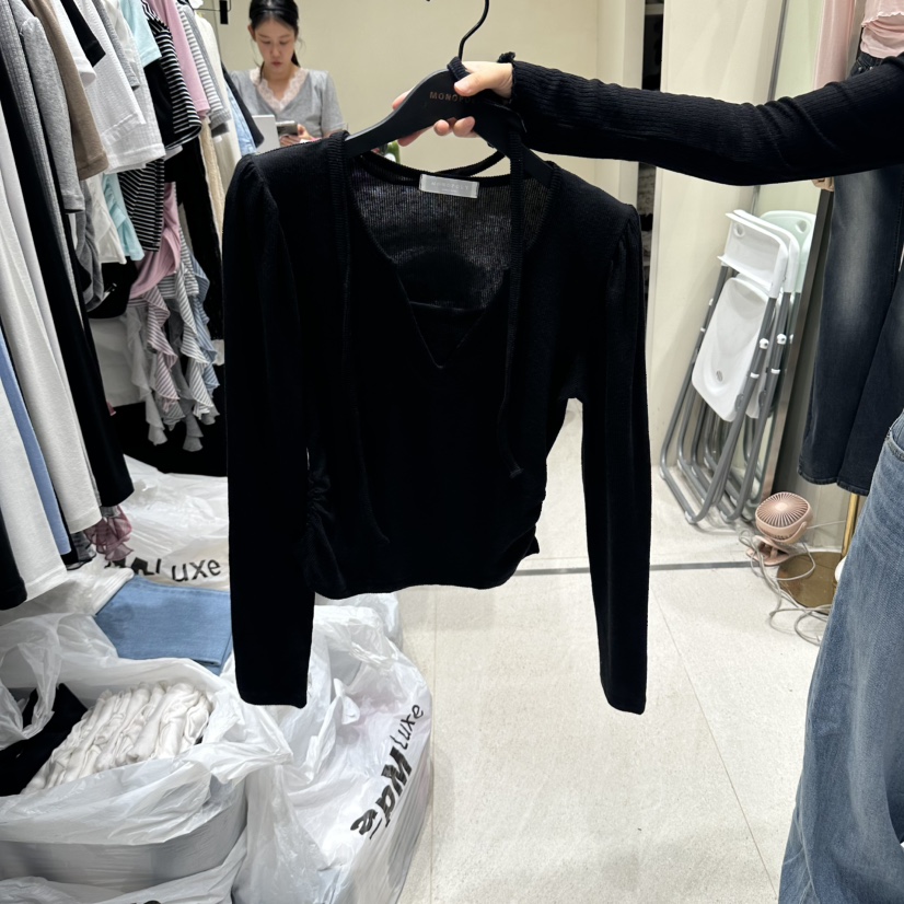 MONOPOLY東大門代購女裝新款推薦休閑真品熱賣長袖T恤含脖帶MONO_POLY長袖T恤圖色3