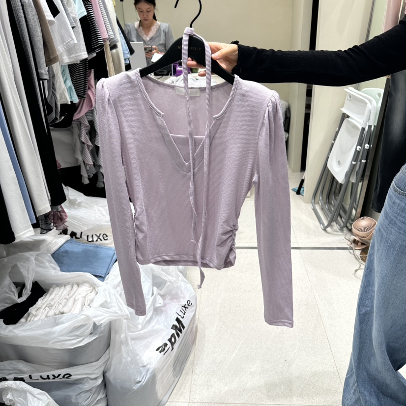 MONOPOLY東大門代購女裝新款推薦休閑真品熱賣長袖T恤含脖帶MONO_POLY長袖T恤圖色4