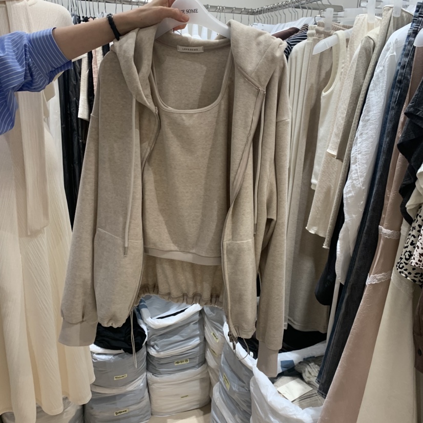 LOVE SOME東大門實拍女士新品休閑衛衣拉鏈連帽衫不含內搭LOVE SOME衛衣圖色2