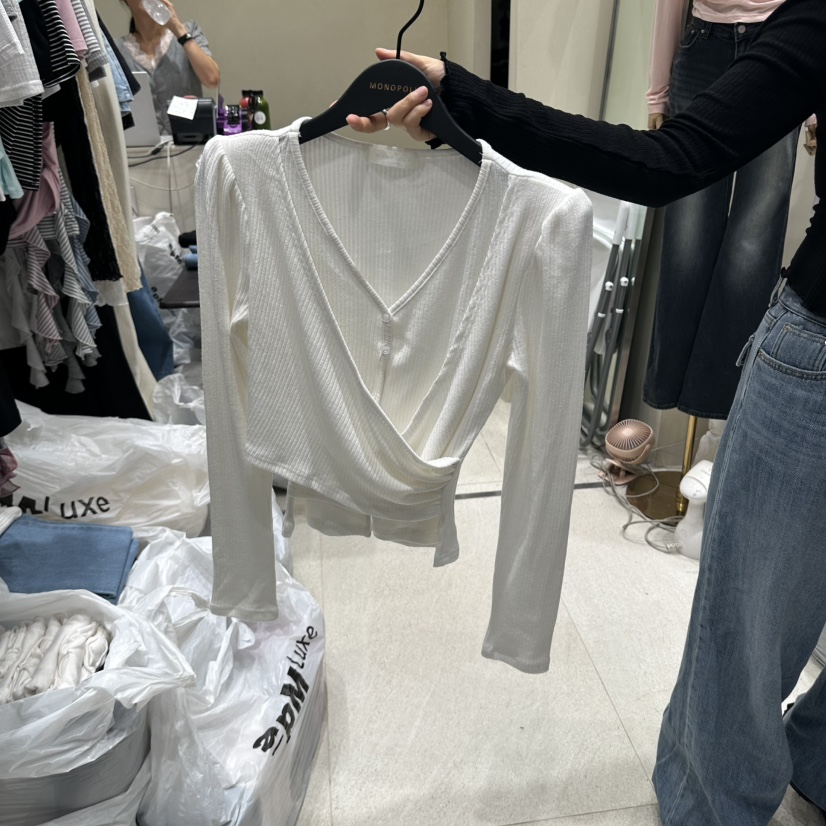 MONOPOLY韓國直郵女裝新品熱賣真品時尚休閑推薦人氣長袖T恤MONO_POLY長袖T恤圖色1