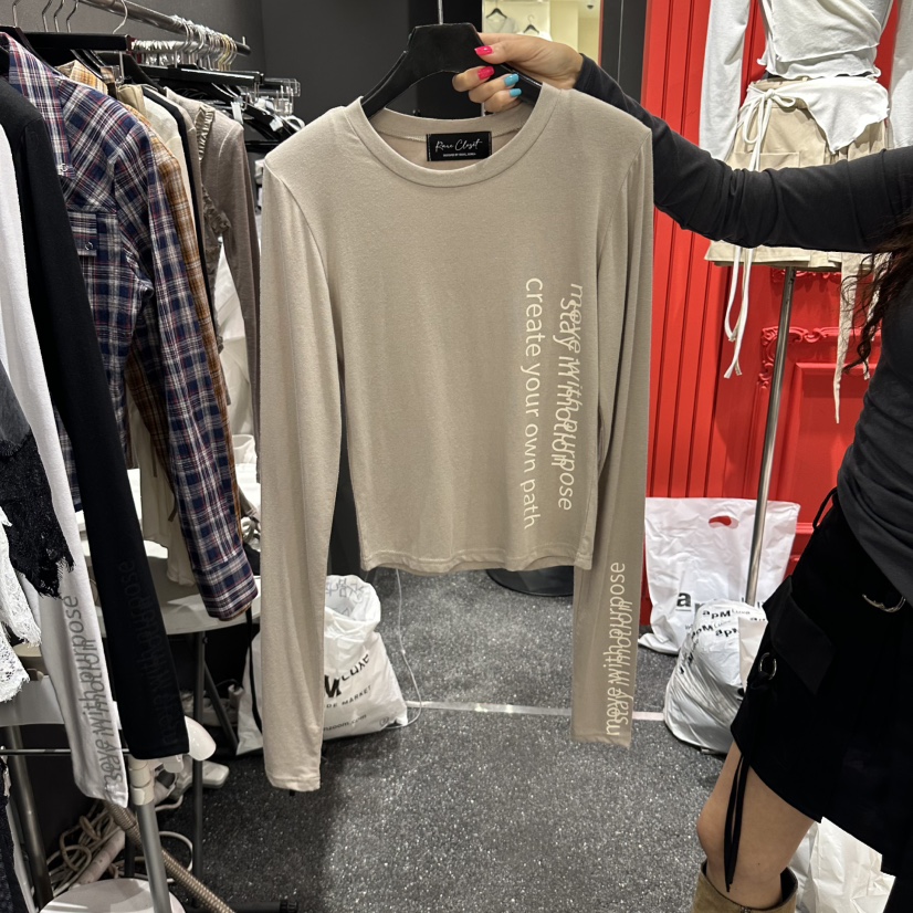 RARE CLOSET韓國直郵女裝新品人氣休閑推薦時尚真品長袖T恤RARE CLOSET長袖T恤圖色2