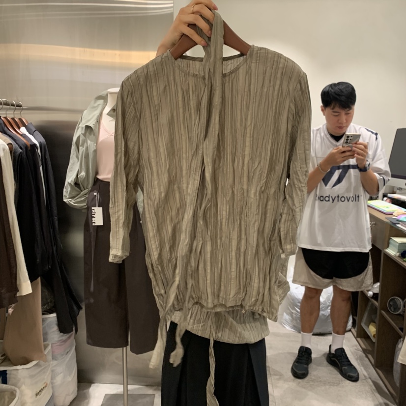 CHAE韓國代購女士新品人氣休閑熱賣襯衫蕾絲衫含圍巾褶皺CHAE襯衫/蕾絲衫圖色2