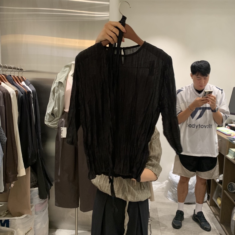 CHAE韓國代購女士新品人氣休閑熱賣襯衫蕾絲衫含圍巾褶皺CHAE襯衫/蕾絲衫圖色3