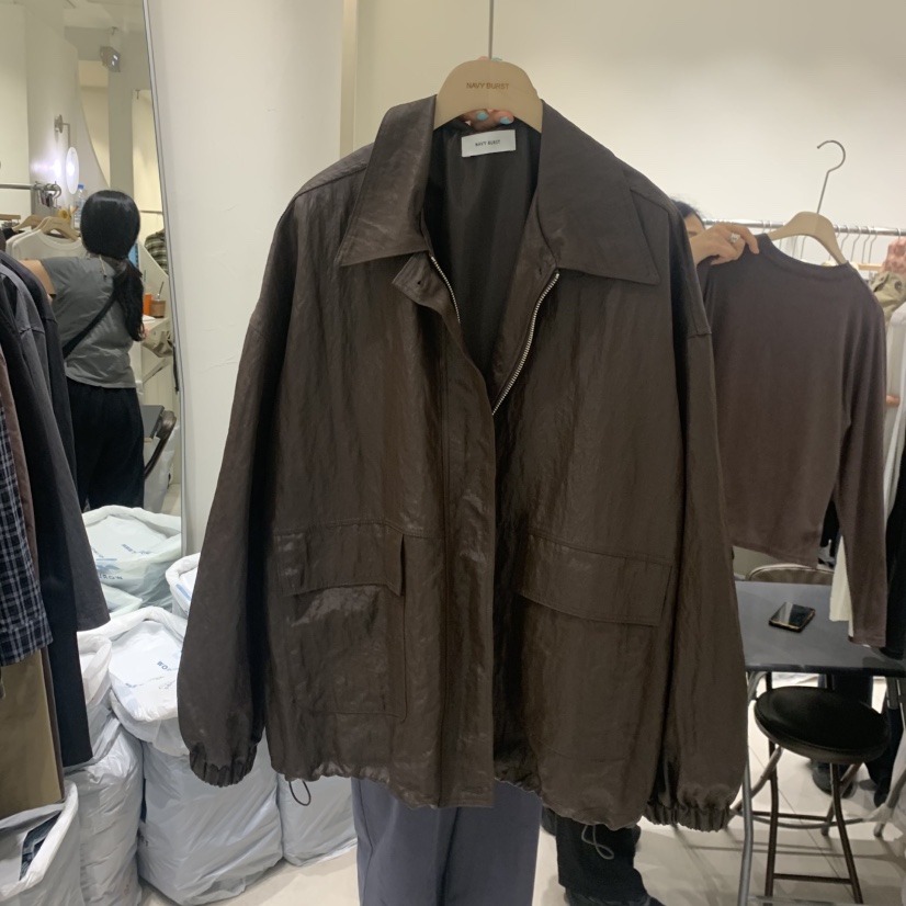 NAVYBURST韓國代購女裝新品人氣休閑推薦時尚熱賣真品皮衣NAVY BURST皮衣圖色2棕色