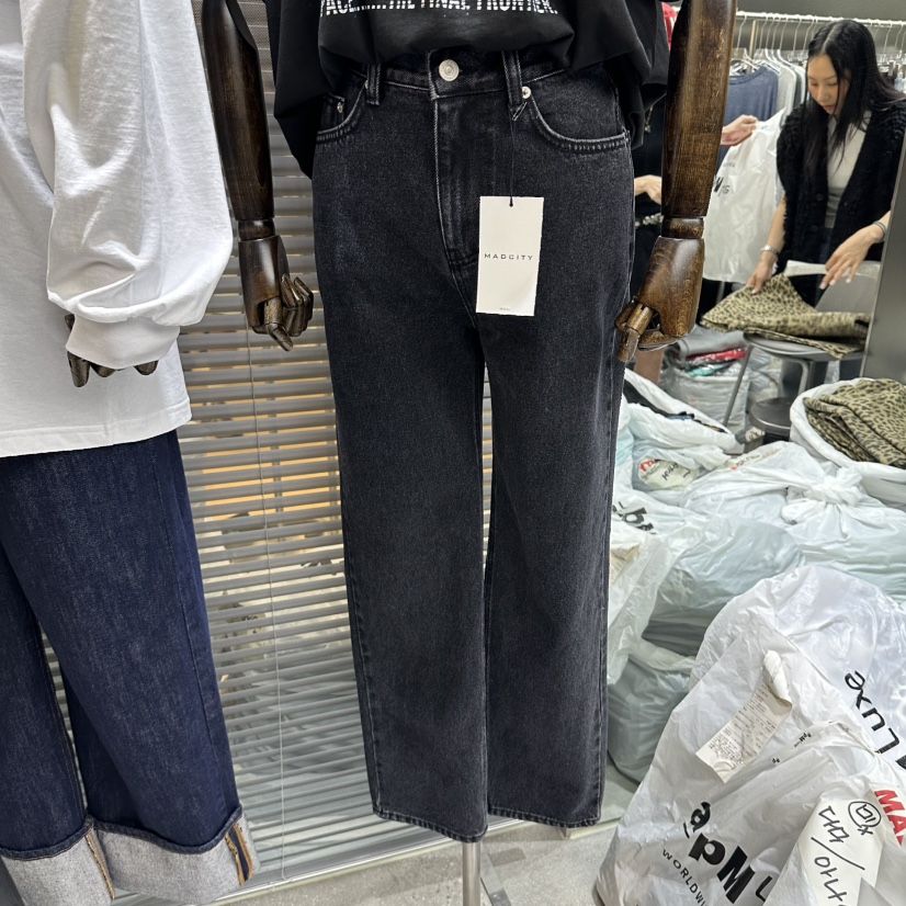 MADCITY/SAGAFURS韓國直郵女士新款休閑人氣牛仔褲直筒牛仔MADCITY/SAGAFURS牛仔褲