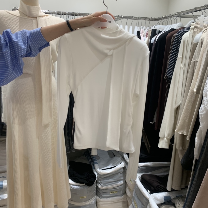 LOVE SOME韓國代購女裝新品真品熱賣休閑推薦長袖T恤褶皺LOVE SOME長袖T恤圖色1