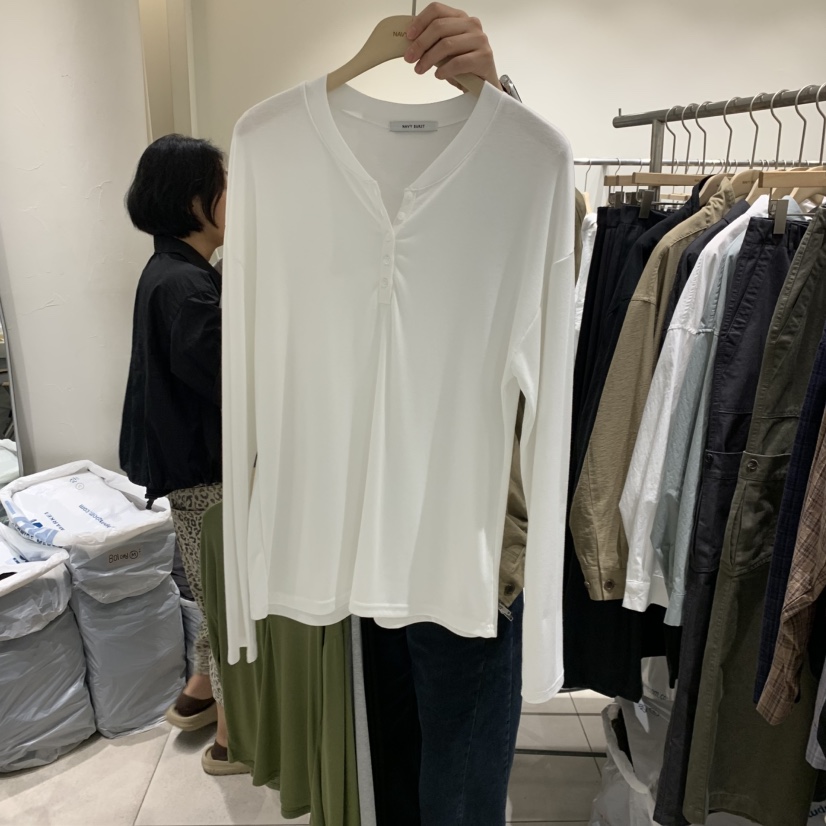 NAVYBURST東大門實拍女裝新款熱賣時尚人氣真品長袖T恤紐扣NAVY BURST長袖T恤圖色1