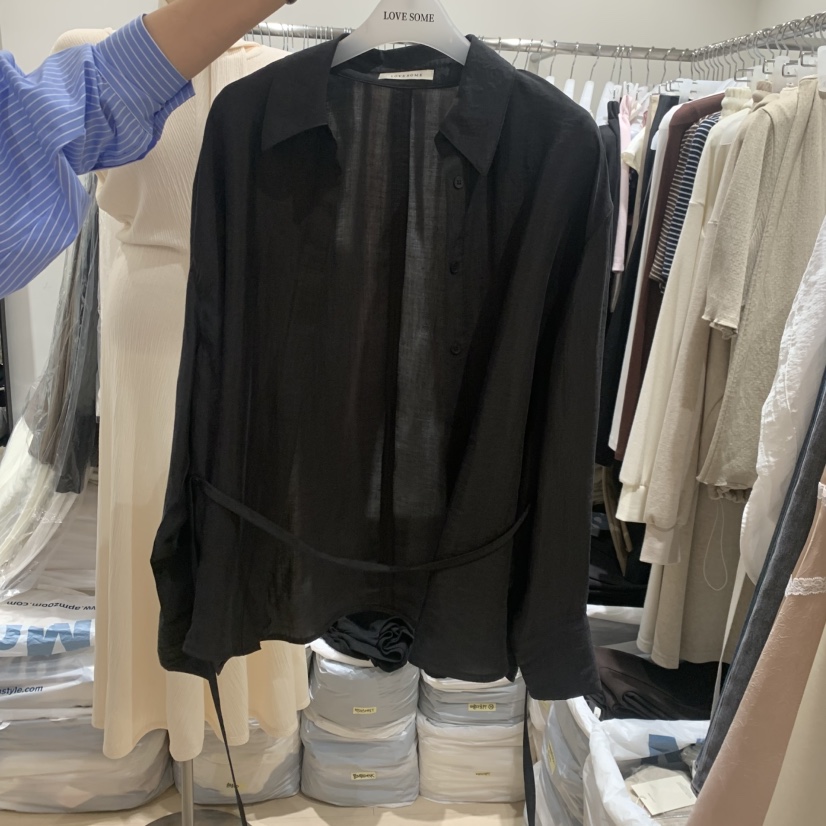 LOVE SOME東大門實拍女士新品熱賣時尚推薦襯衫蕾絲衫含繩LOVE SOME襯衫/蕾絲衫圖色2