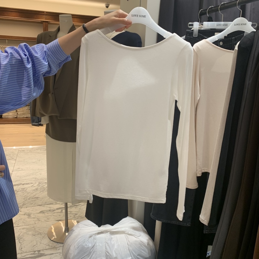 LOVE SOME韓國代購女士新品推薦真品休閑熱賣長袖T恤船領LOVE SOME長袖T恤圖色3白