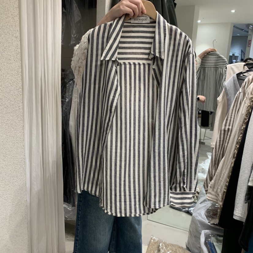 SSENIQUE韓國直郵女裝新品推薦時尚休閑熱賣襯衫蕾絲衫直筒SSENIQUE襯衫/蕾絲衫圖色3黑