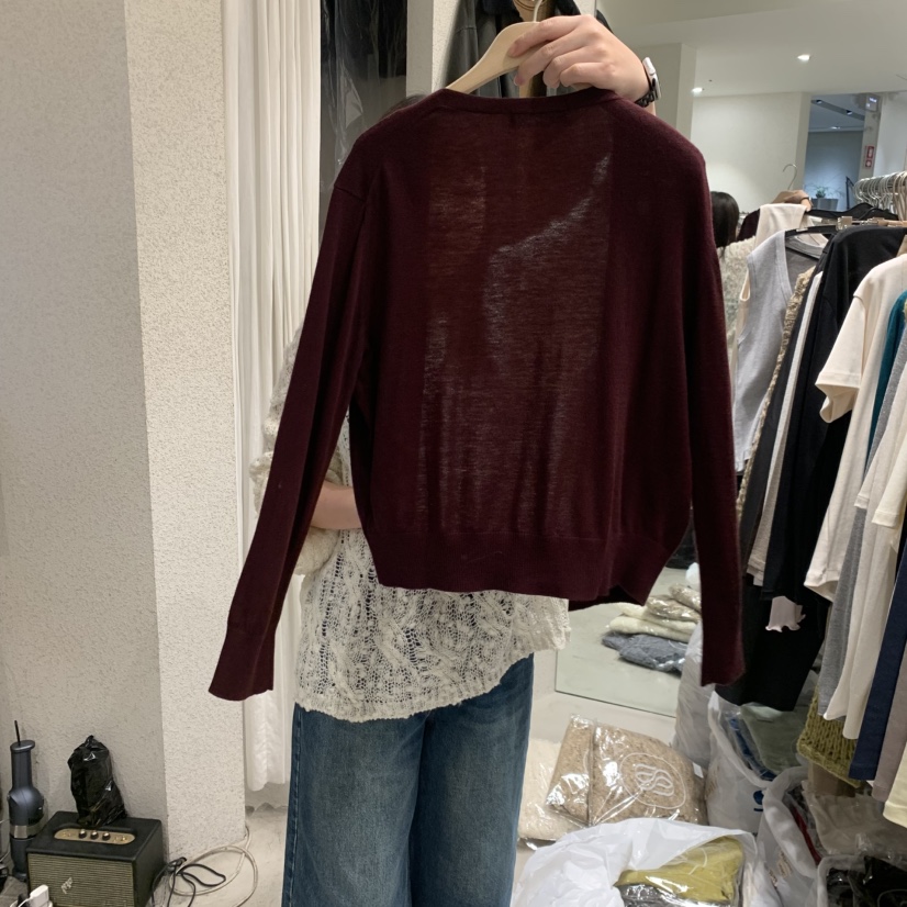 SSENIQUE東大門實拍女士新品時尚針織衫不含內搭V領深V開衫SSENIQUE針織衫