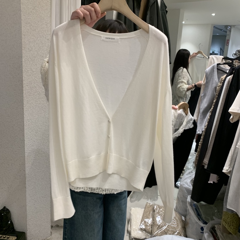 SSENIQUE東大門實拍女士新品時尚針織衫不含內搭V領深V開衫SSENIQUE針織衫圖色3