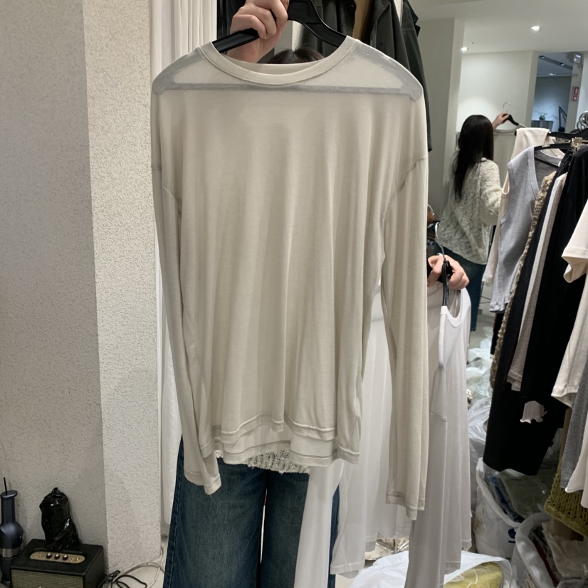 SSENIQUE東大門代購女裝新品熱賣休閑推薦人氣長袖T恤透明SSENIQUE長袖T恤圖色4淺卡其