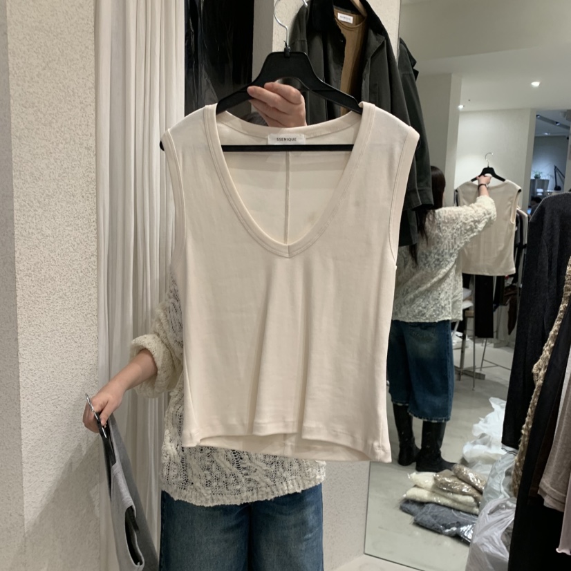 SSENIQUE東大門實拍女士新款人氣推薦真品吊帶背心V領深VSSENIQUE吊帶/背心圖色2