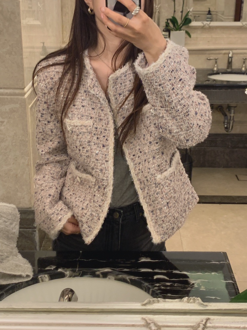 LA CREME東大門代購女裝新款休閑時尚推薦人氣夾克粗花呢LA CREME夾克