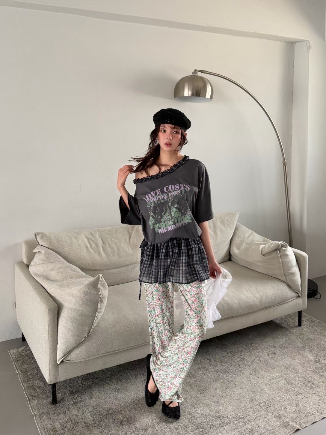 GISELE東大門直郵女士新款推薦休閑時尚人氣休閑褲花朵褶皺GISELE休閑褲