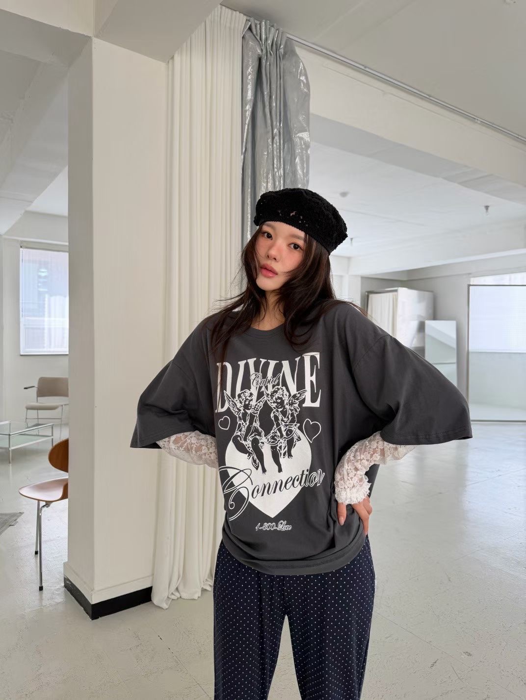 GISELE東大門代購女士新品時尚推薦人氣休閑真品長袖T恤層疊GISELE長袖T恤