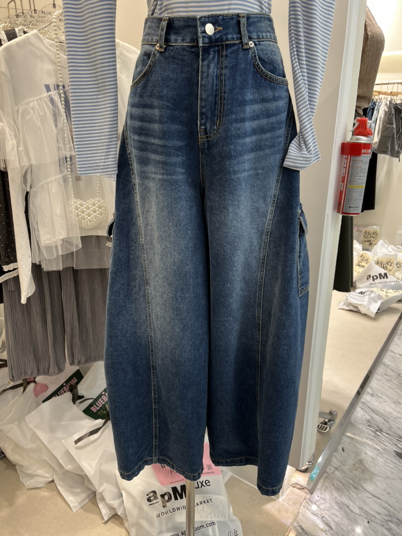 BLUE BANANA韓國代購女裝新款推薦熱賣牛仔褲喇叭形口袋BLUE BANANA牛仔褲