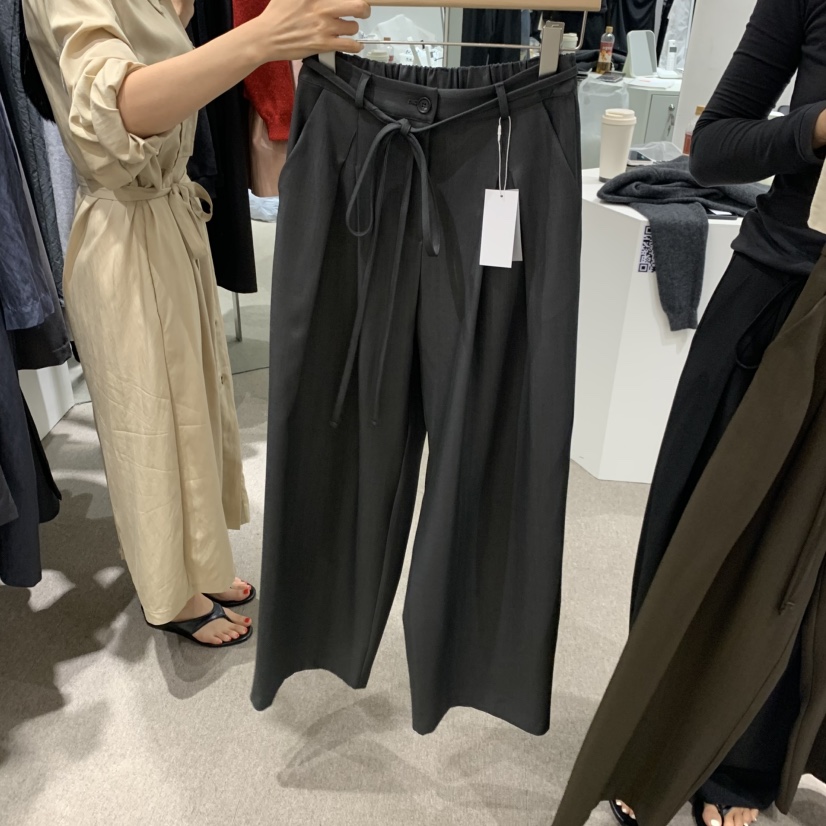 MADELEINE韓國代購女裝新款人氣休閑熱賣時尚休閑褲含腰繩MADELEINE休閑褲圖色3墨