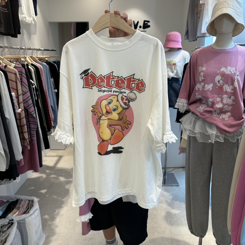 EVE韓國直郵女裝新款職業時尚真品休閑人氣熱賣推薦T恤鵝EVET恤圖色1