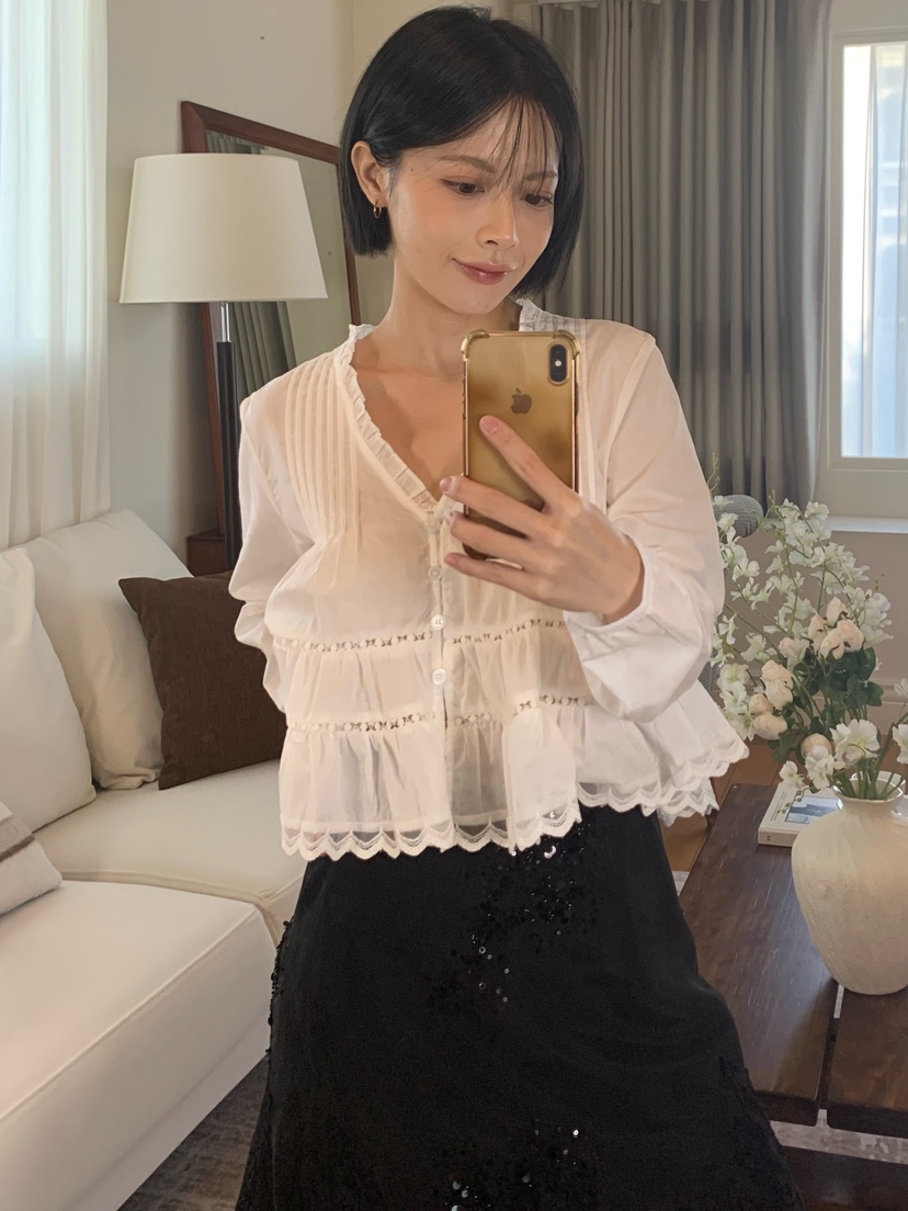 FABRIC韓國直郵女士新款熱賣真品推薦時尚人氣襯衫蕾絲衫FABRIC襯衫/蕾絲衫