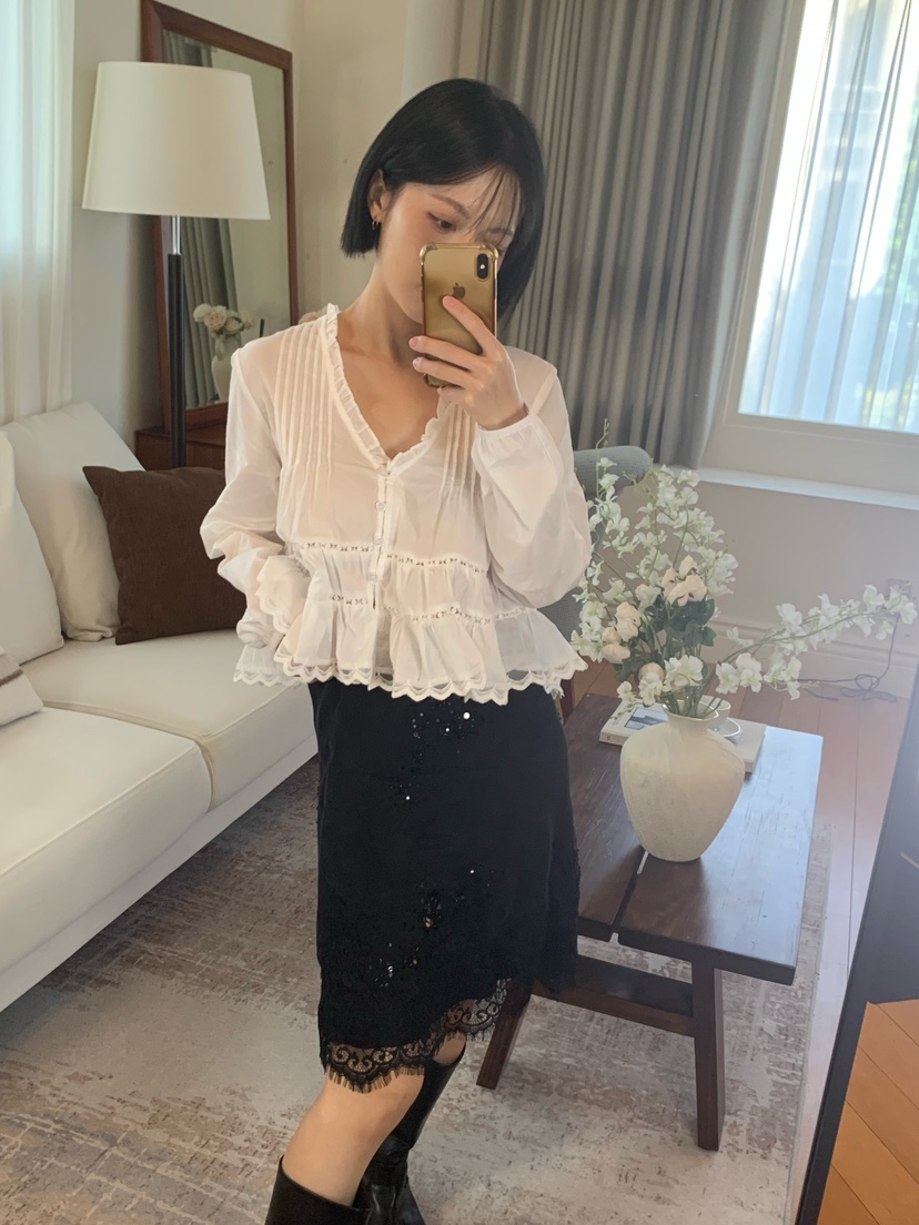 FABRIC韓國直郵女士新款熱賣真品推薦時尚人氣襯衫蕾絲衫FABRIC襯衫/蕾絲衫