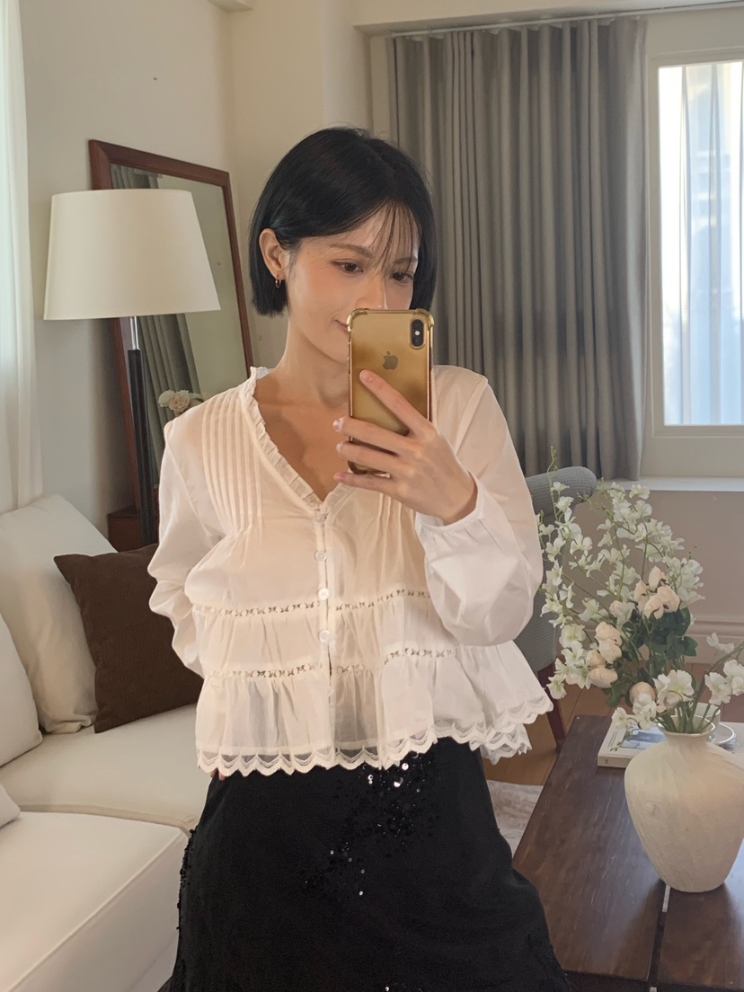FABRIC韓國直郵女士新款熱賣真品推薦時尚人氣襯衫蕾絲衫FABRIC襯衫/蕾絲衫