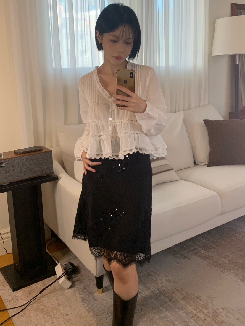 FABRIC韓國直郵女士新款熱賣真品推薦時尚人氣襯衫蕾絲衫FABRIC襯衫/蕾絲衫