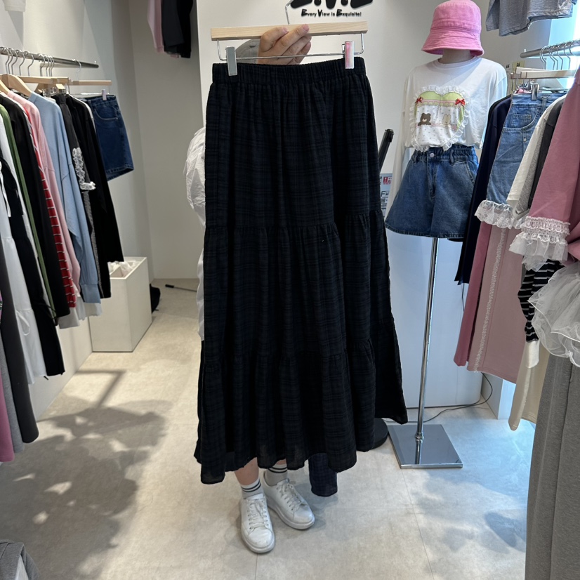 EVE東大門實拍女士新款真品推薦休閑人氣時尚熱賣長裙格子EVE長裙