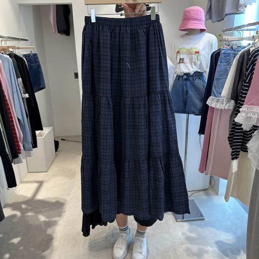 EVE東大門實拍女士新款真品推薦休閑人氣時尚熱賣長裙格子EVE長裙圖色1