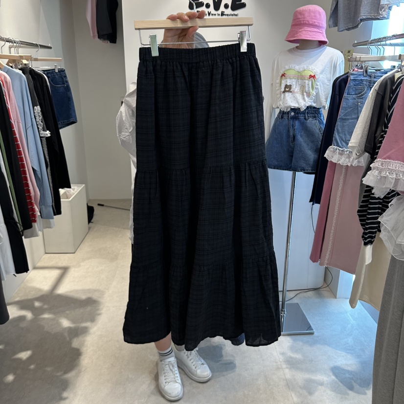 EVE東大門實拍女士新款真品推薦休閑人氣時尚熱賣長裙格子EVE長裙圖色2