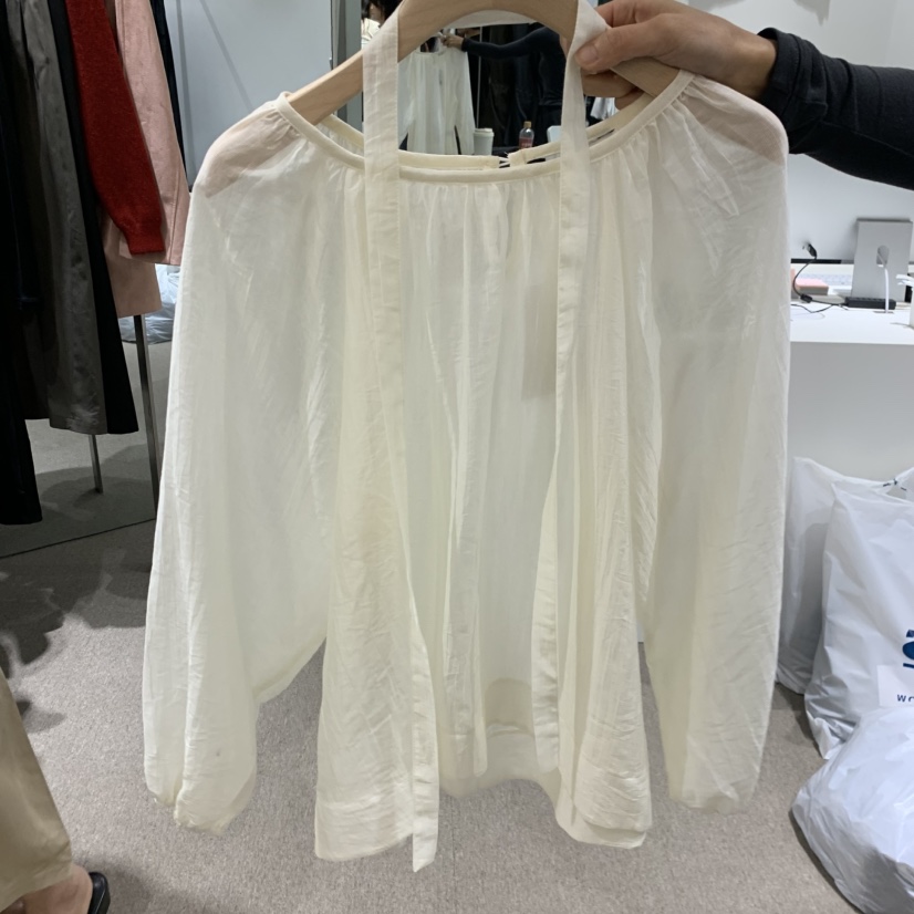 MADELEINE東大門代購女士新品熱賣時尚休閑襯衫蕾絲衫含脖帶MADELEINE襯衫/蕾絲衫圖色1