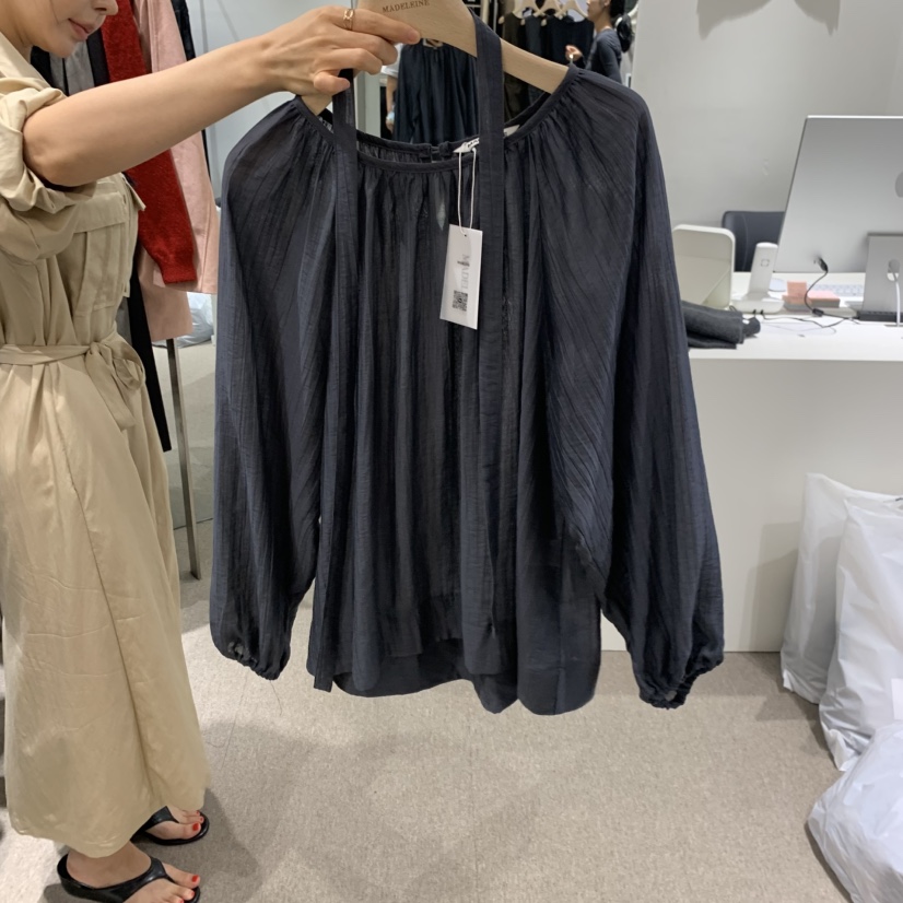 MADELEINE東大門代購女士新品熱賣時尚休閑襯衫蕾絲衫含脖帶MADELEINE襯衫/蕾絲衫圖色2