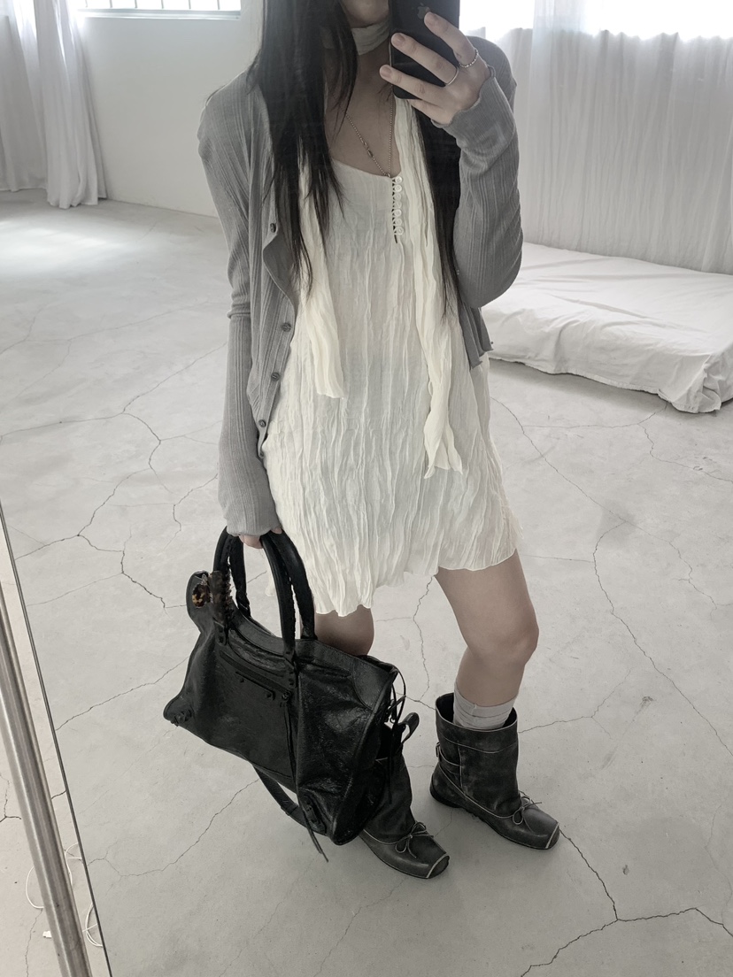 MUGE韓國直郵女士新款休閑職業推薦時尚人氣連衣裙含圍巾MUGE連衣裙