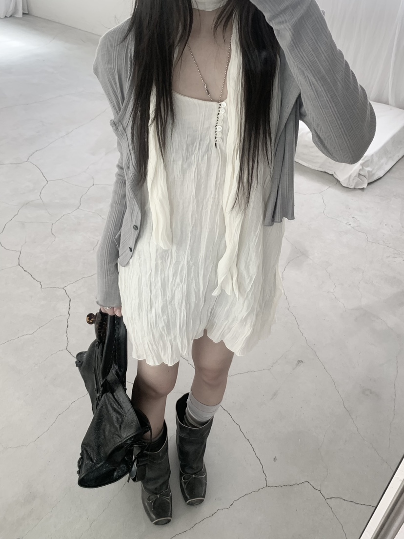 MUGE韓國直郵女士新款休閑職業推薦時尚人氣連衣裙含圍巾MUGE連衣裙