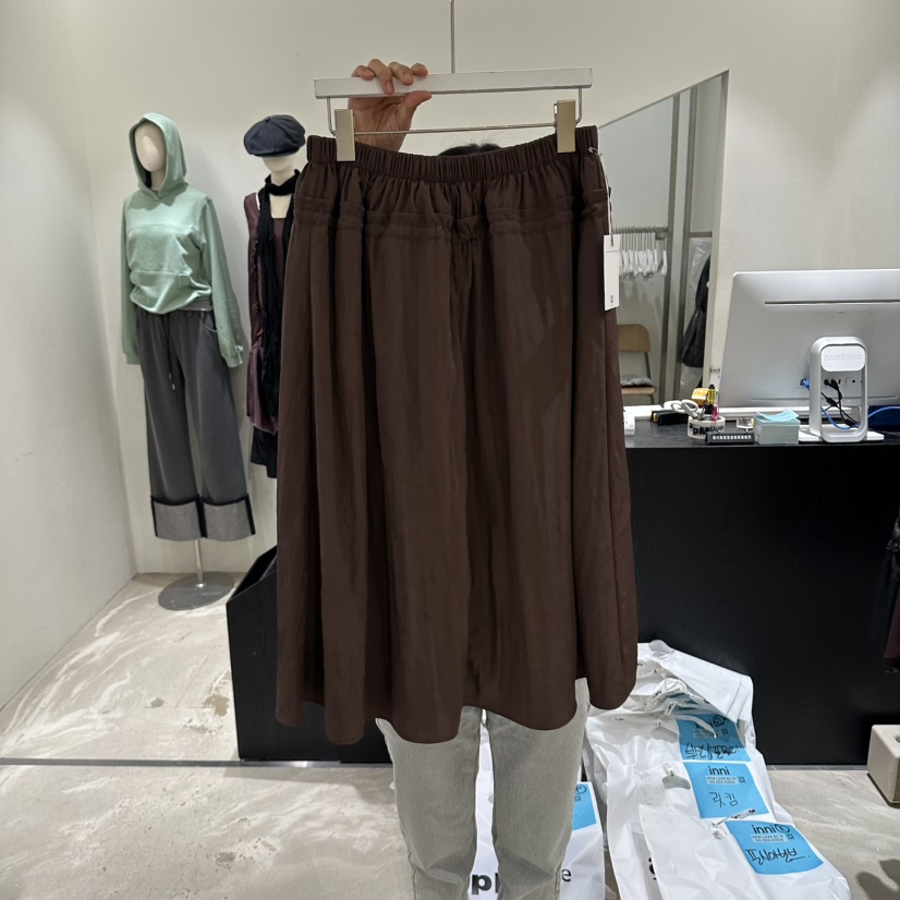 INNI東大門實拍女裝新款推薦休閑真品半身裙中短裙雙排扣INNI半身裙/中短裙