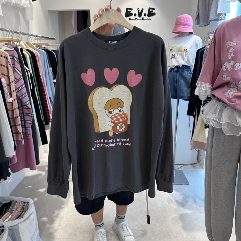 EVE東大門代購女裝新款人氣職業推薦時尚休閑熱賣長袖T恤EVE長袖T恤圖色2