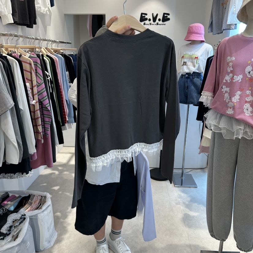 EVE東大門實拍女士新款時尚推薦真品人氣休閑熱賣長袖T恤EVE長袖T恤