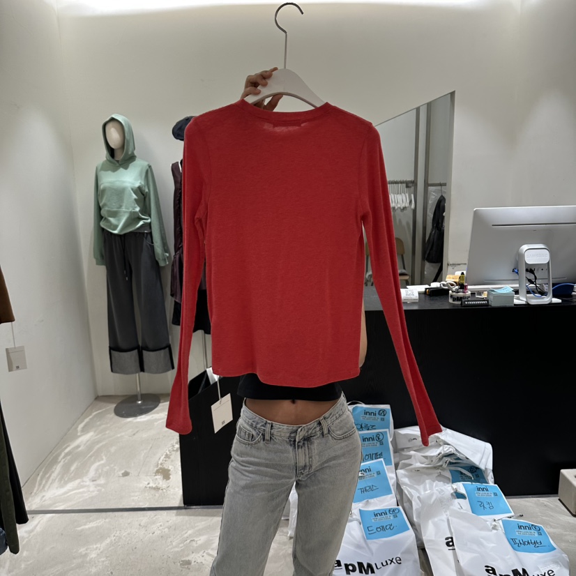 INNI韓國代購女裝新品人氣職業時尚休閑推薦熱賣真品長袖T恤INNI長袖T恤
