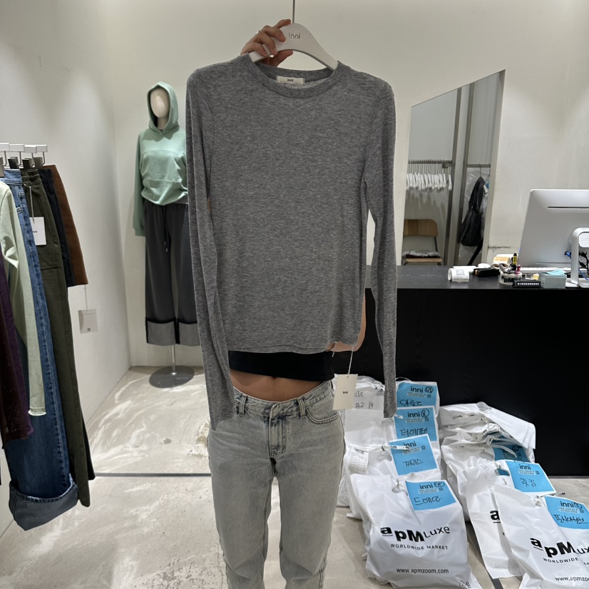 INNI韓國代購女裝新品人氣職業時尚休閑推薦熱賣真品長袖T恤INNI長袖T恤圖色3