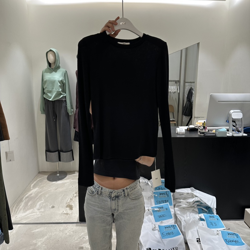 INNI韓國代購女裝新品人氣職業時尚休閑推薦熱賣真品長袖T恤INNI長袖T恤圖色4