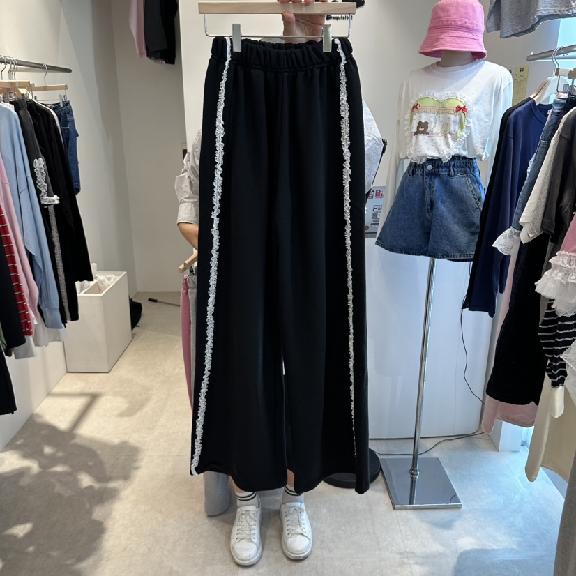EVE東大門實拍女裝新款熱賣職業人氣休閑時尚休閑褲蕾絲運動EVE休閑褲圖色3