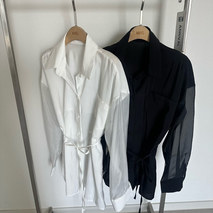 SOUIT東大門實拍女士新品熱賣真品休閑推薦襯衫蕾絲衫含腰帶SOUIT襯衫/蕾絲衫
