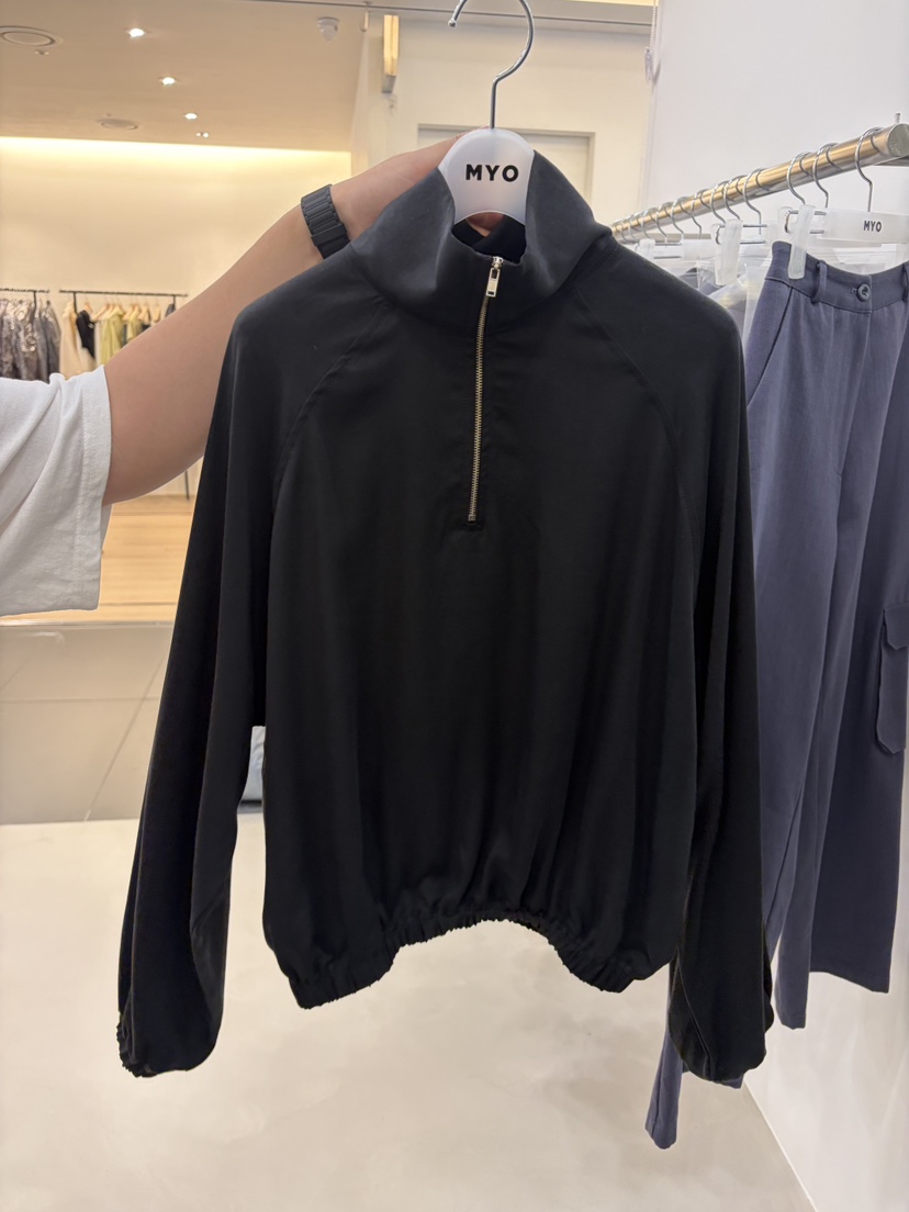 MYO韓國代購女裝新品休閑推薦時尚熱賣人氣襯衫蕾絲衫半拉鏈MYO襯衫/蕾絲衫圖色3黑色